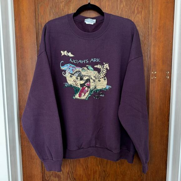 Vintage Lee Nutmeg Noah's Ark Crewneck Sweatshirt 2X Purple - Picture 2 of 10
